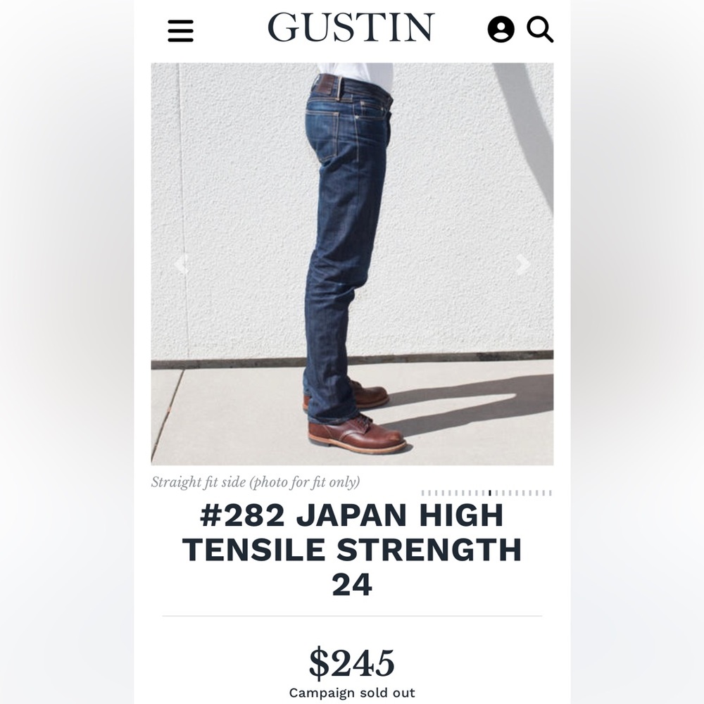 NWOT GUSTIN Slim Raw Selvedge Jeans 31
